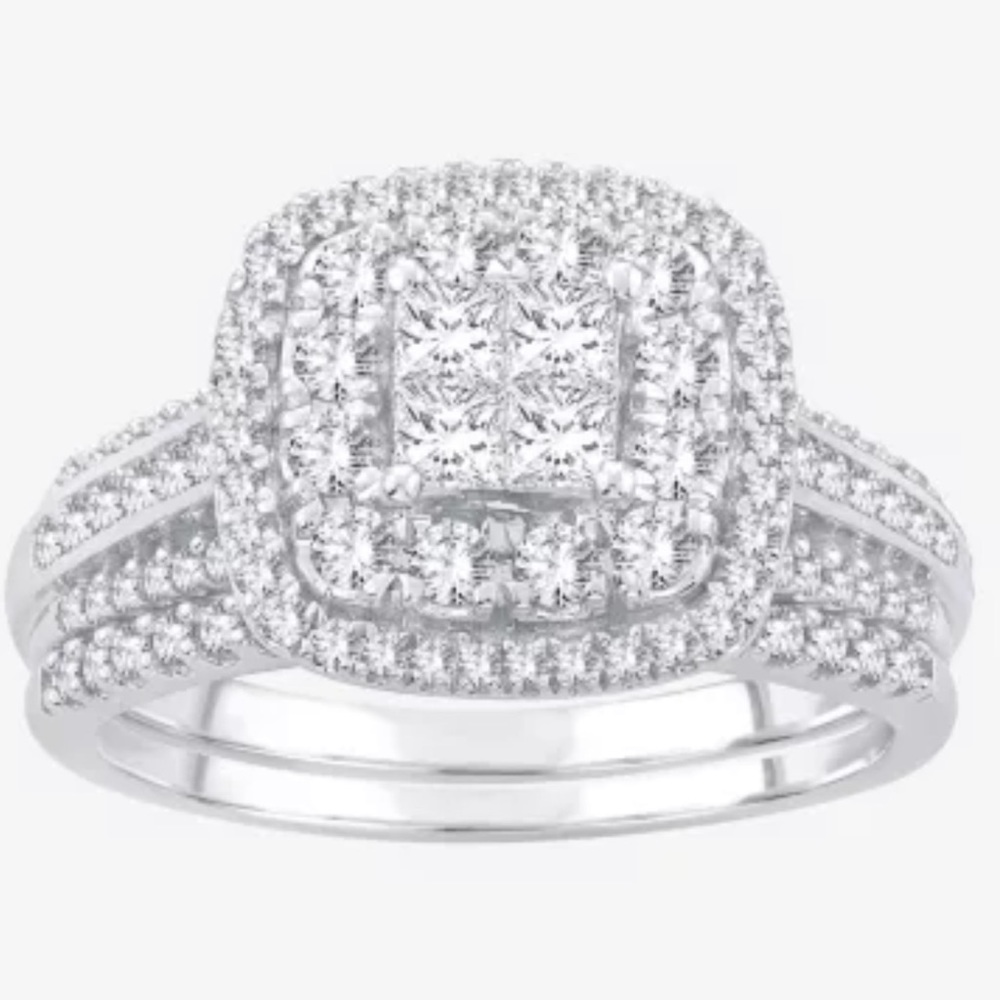 This is a size 9 wedding set. Diamond/white gold.